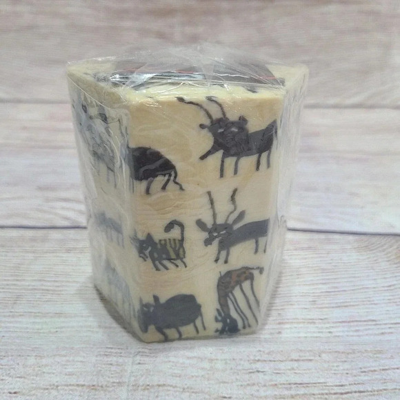 Swazi Candle Light From Africa Animal Print Hexagon Pillar Candle 4" New - Picture 1 of 6